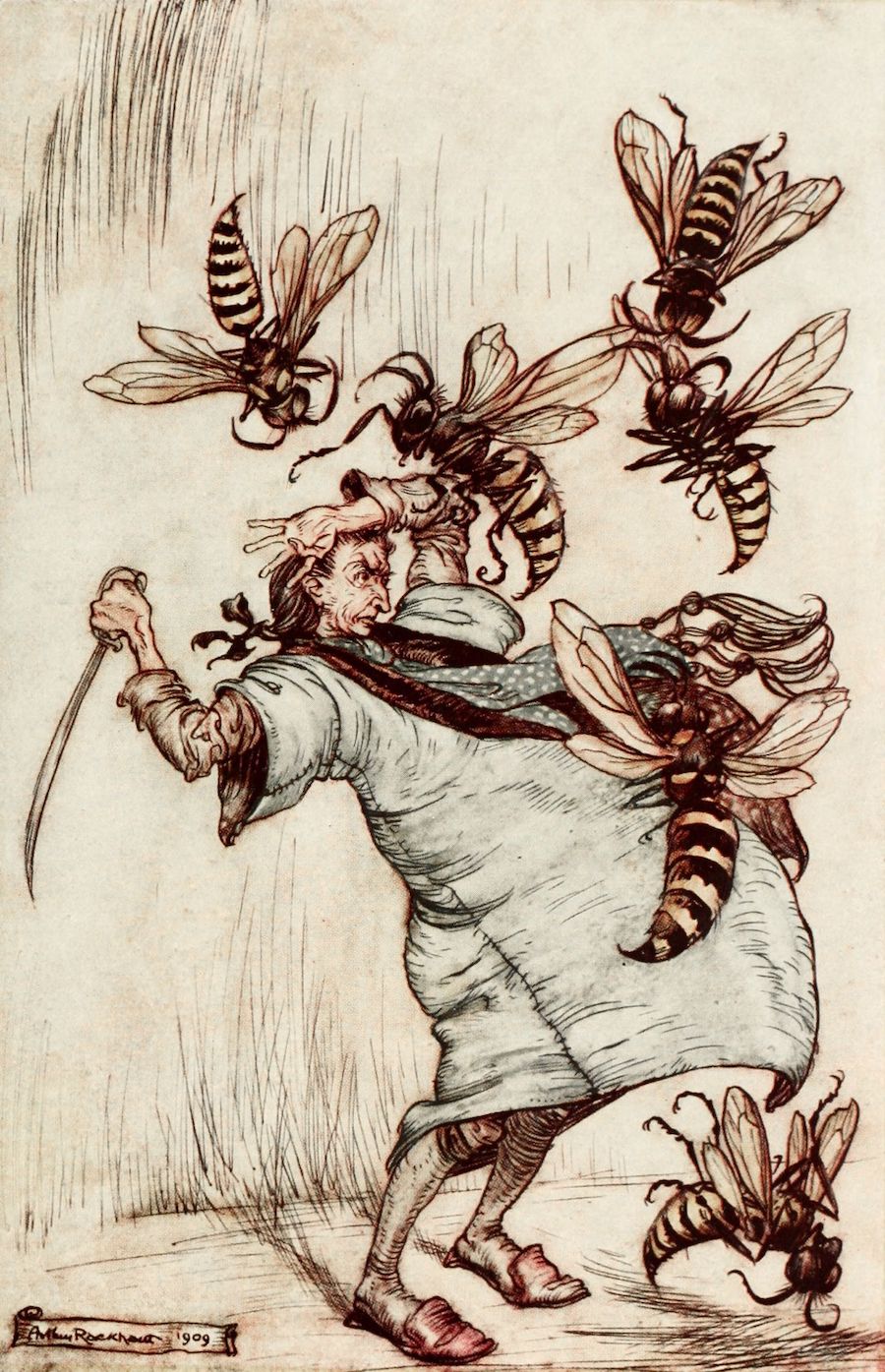 格列佛挥剑攻击大黄蜂