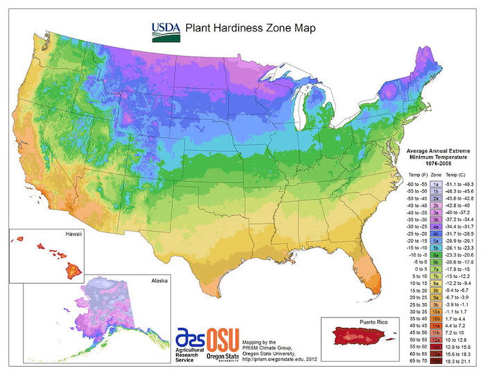 美国农业部植物耐寒区地图